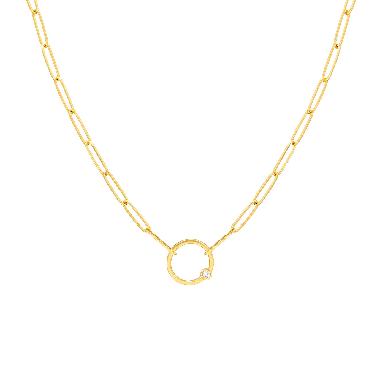 Bezel Diamond Ring Paper Clip Necklace