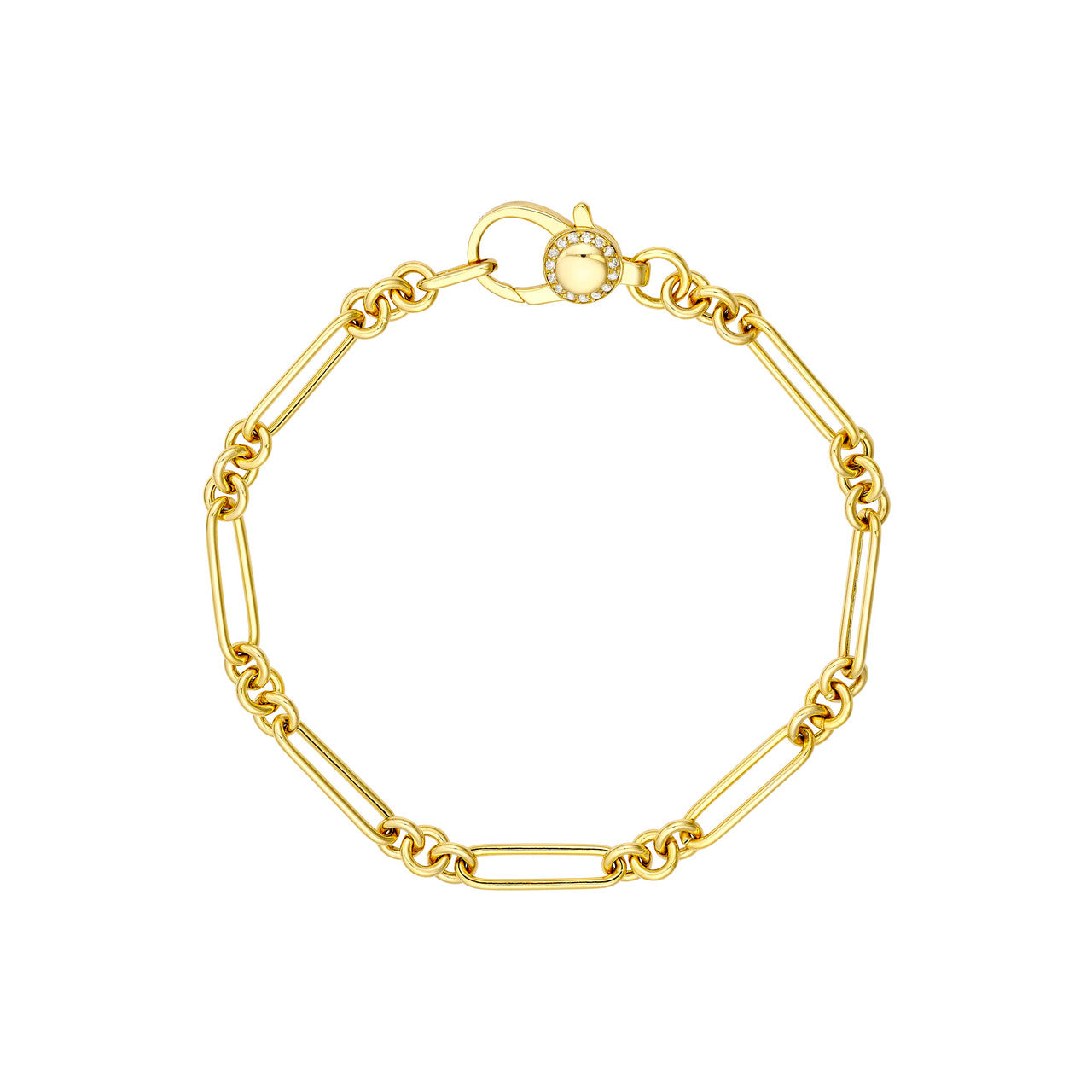 Paper Clip Bracelet with Diamond Lock
