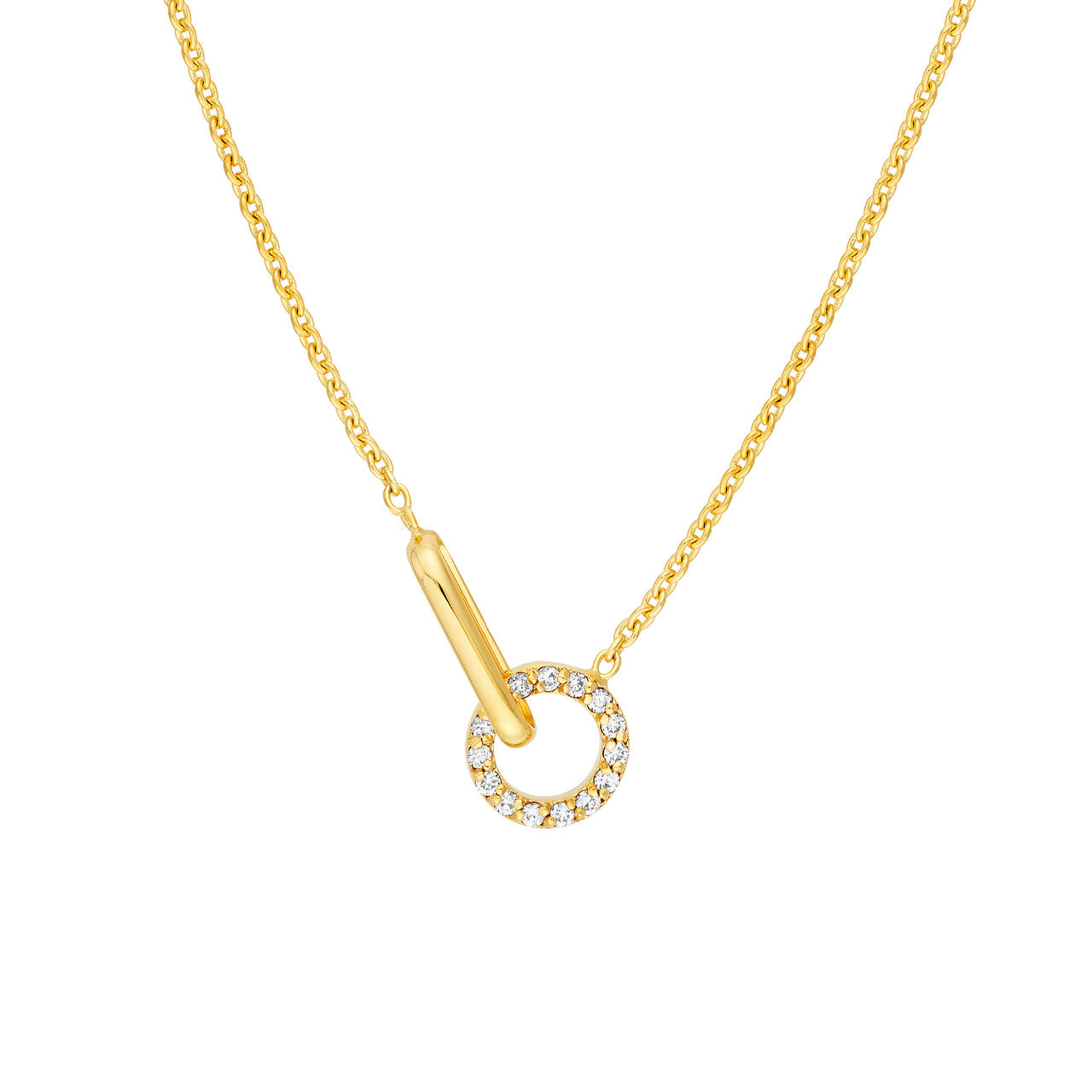 Diamond Round Link to Oval Necklace