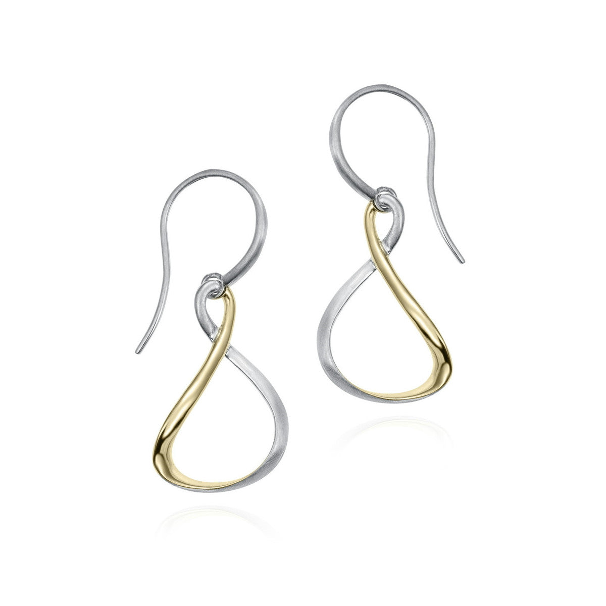 Silver 2-tone Drop Earrings