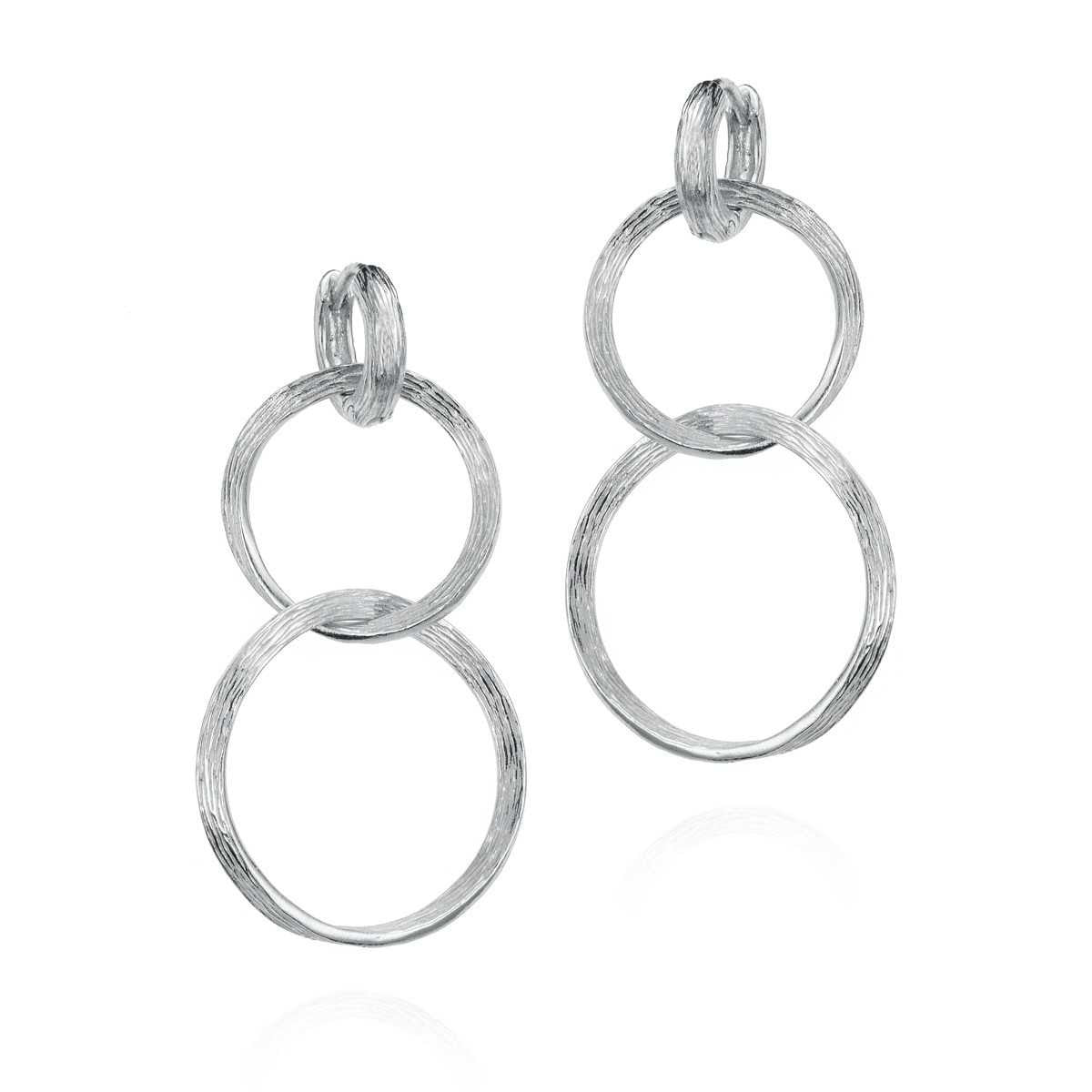 Circular Silver Drop Earrings