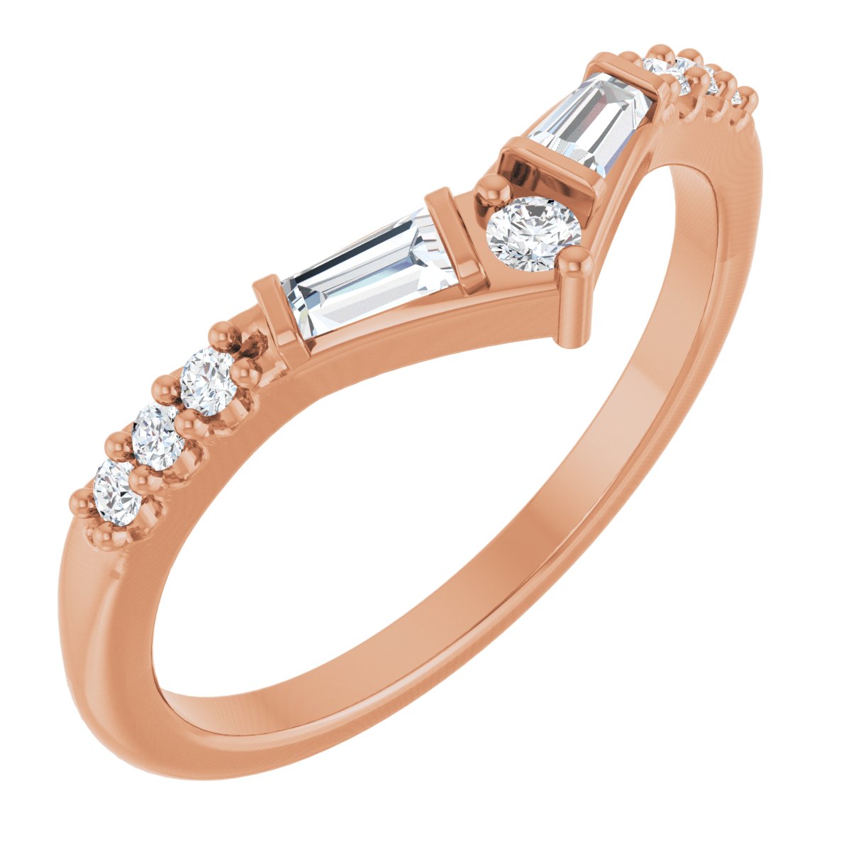 Art Deco Forever Diamond Contour Ring in 14K Rose Gold