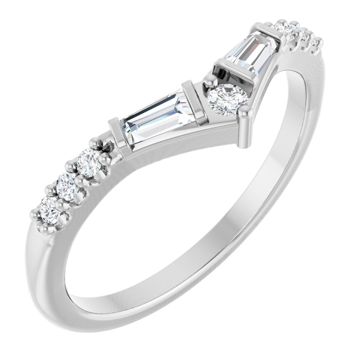 Art Deco Forever Diamond Contour Ring in 14K White Gold