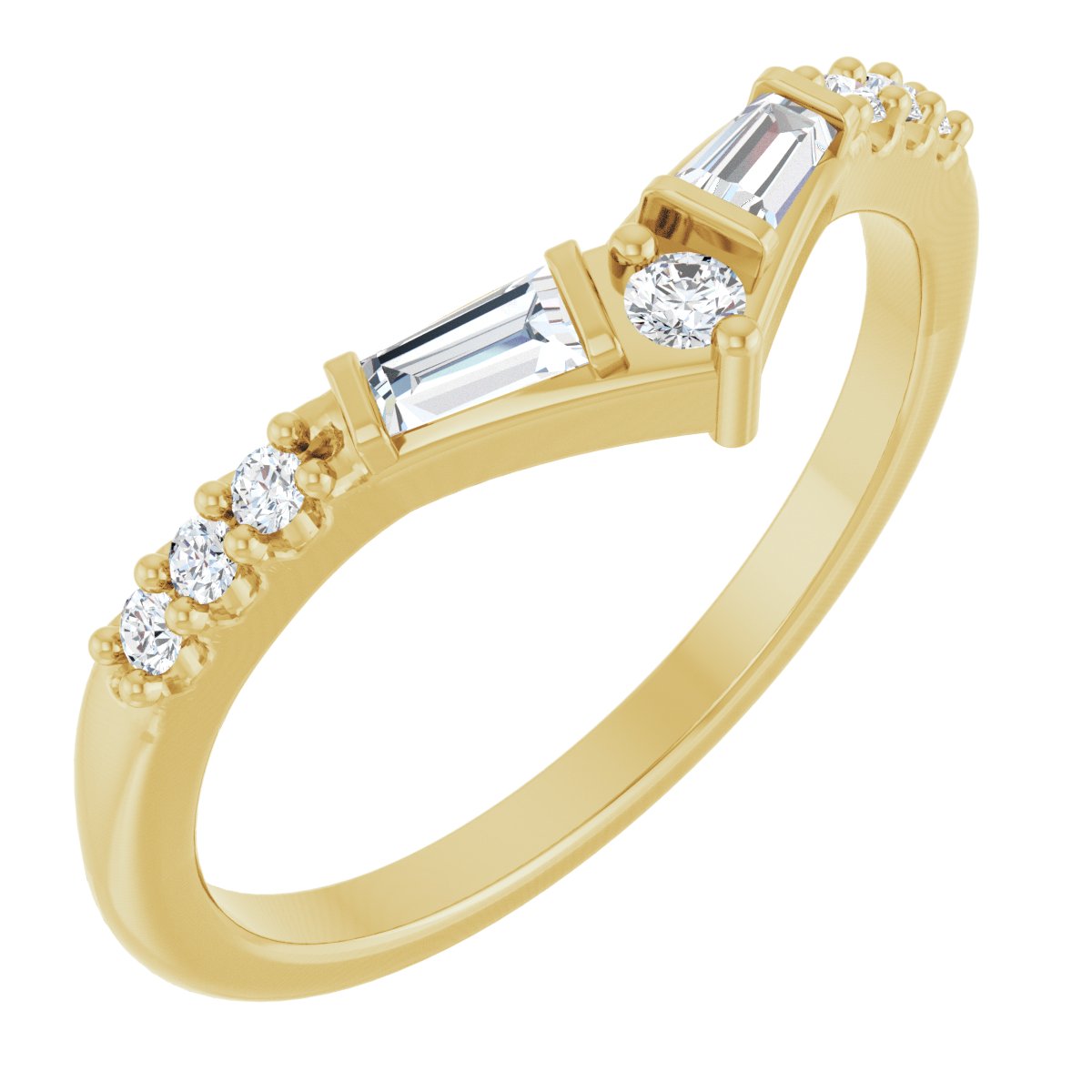 Art Deco Forever Diamond Contour Ring in 14K Yellow Gold