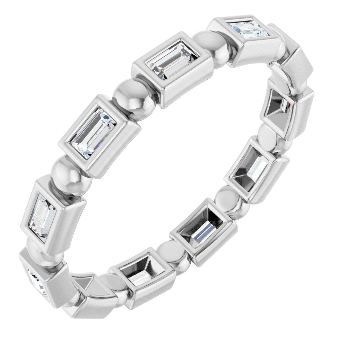 Beaded Baguette Eternity Band
