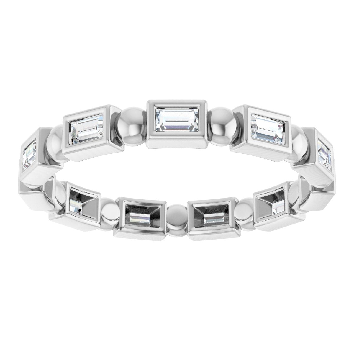 Beaded Baguette Eternity Band