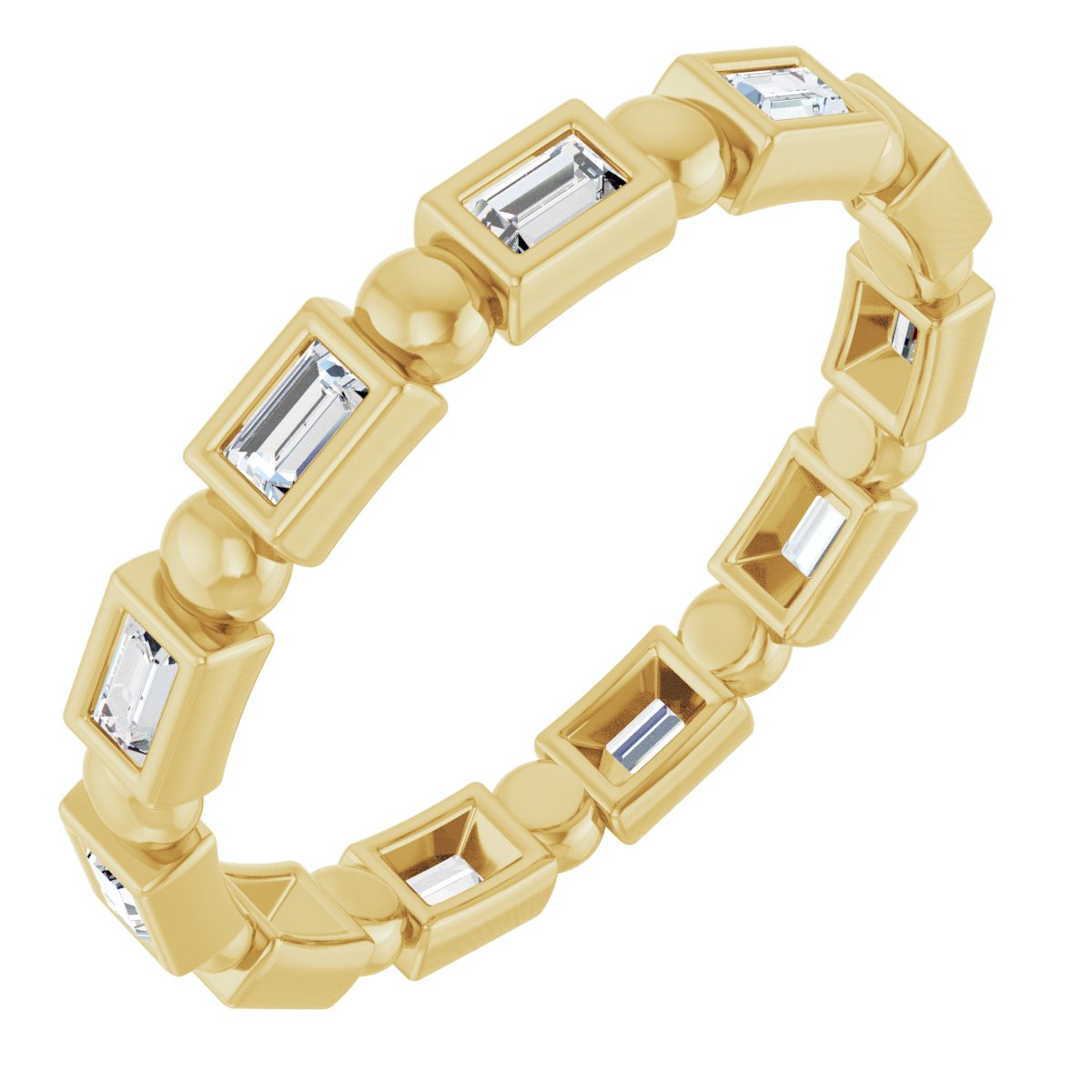 Beaded Baguette Eternity Band