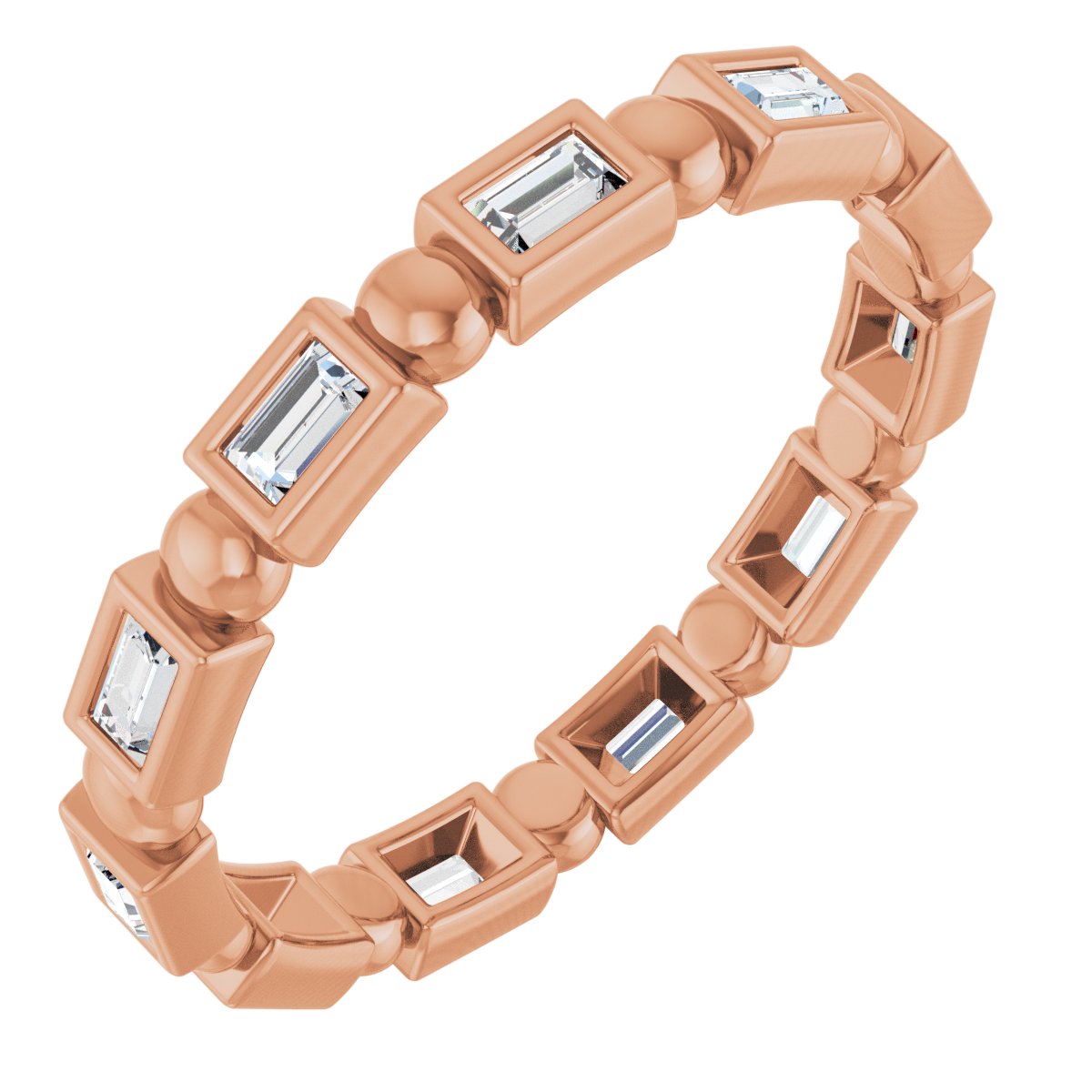 Beaded Baguette Eternity Band