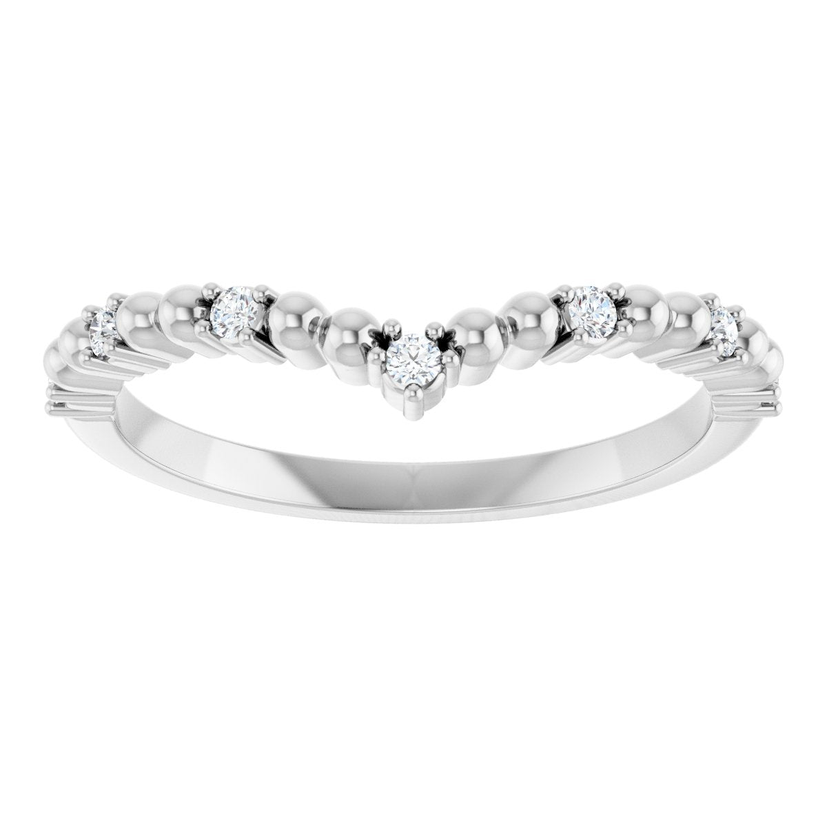 Beaded Diamond Chevron Wedding Band