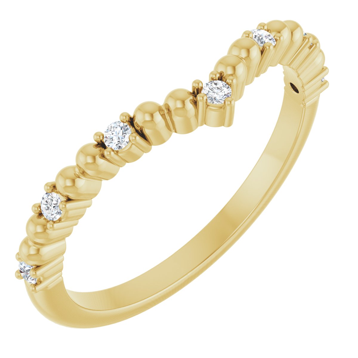 Beaded Diamond Chevron Wedding Band