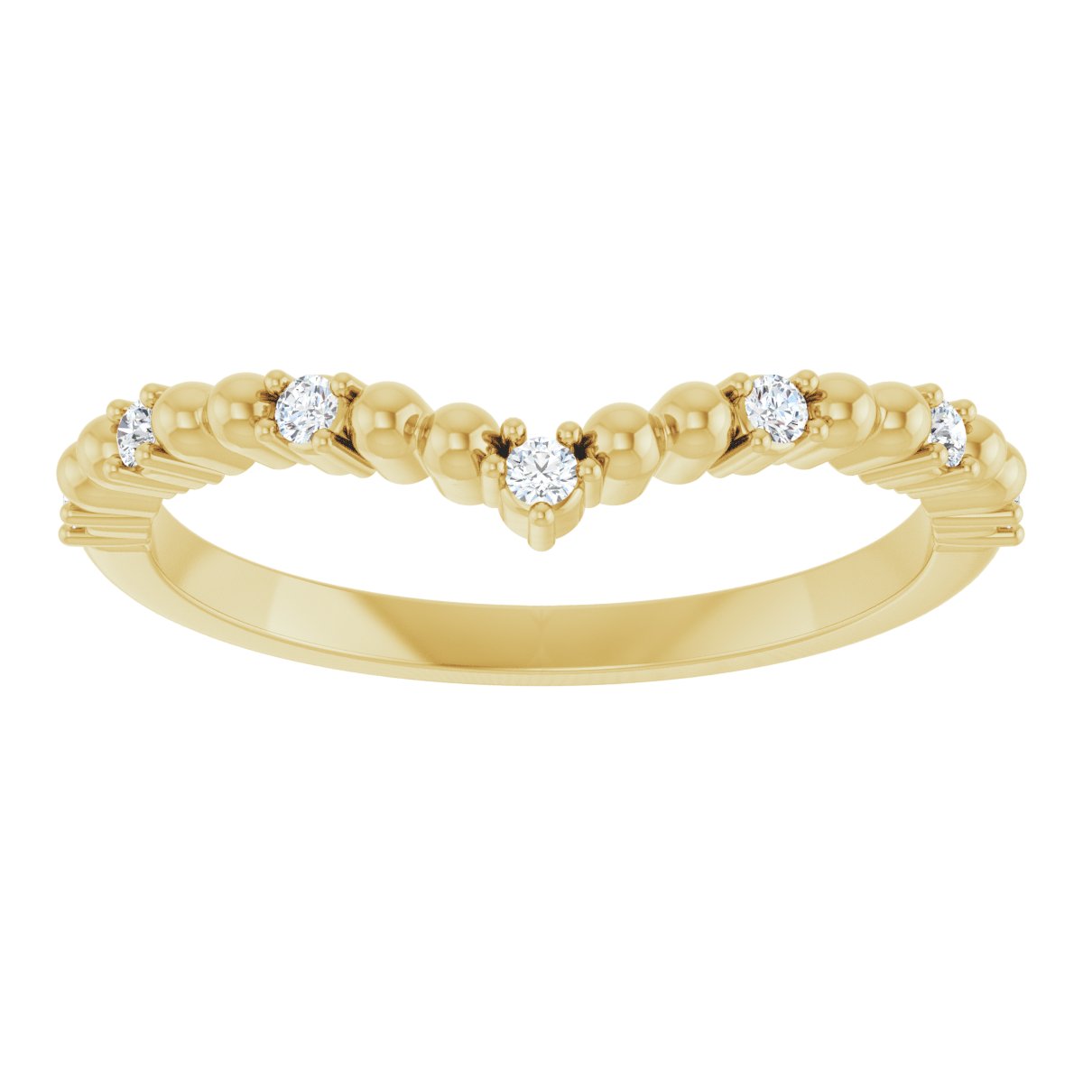 Beaded Diamond Chevron Wedding Band