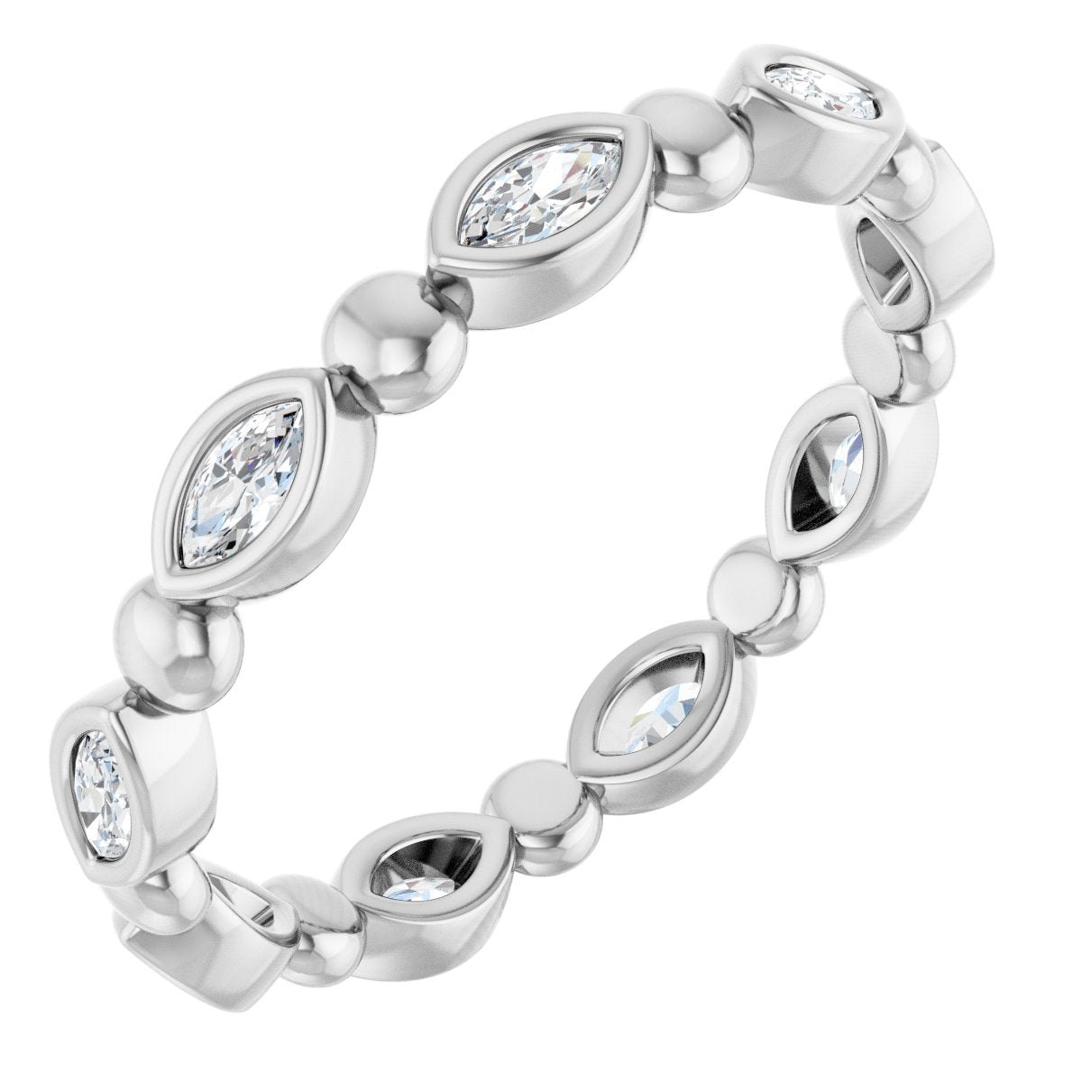 Beaded Marquise Eternity Band