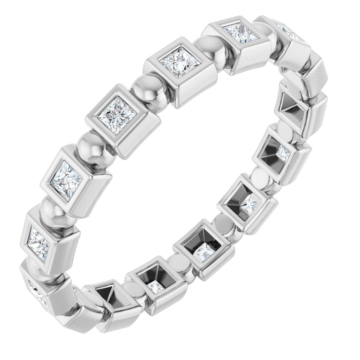 Beaded Square Eternity Band