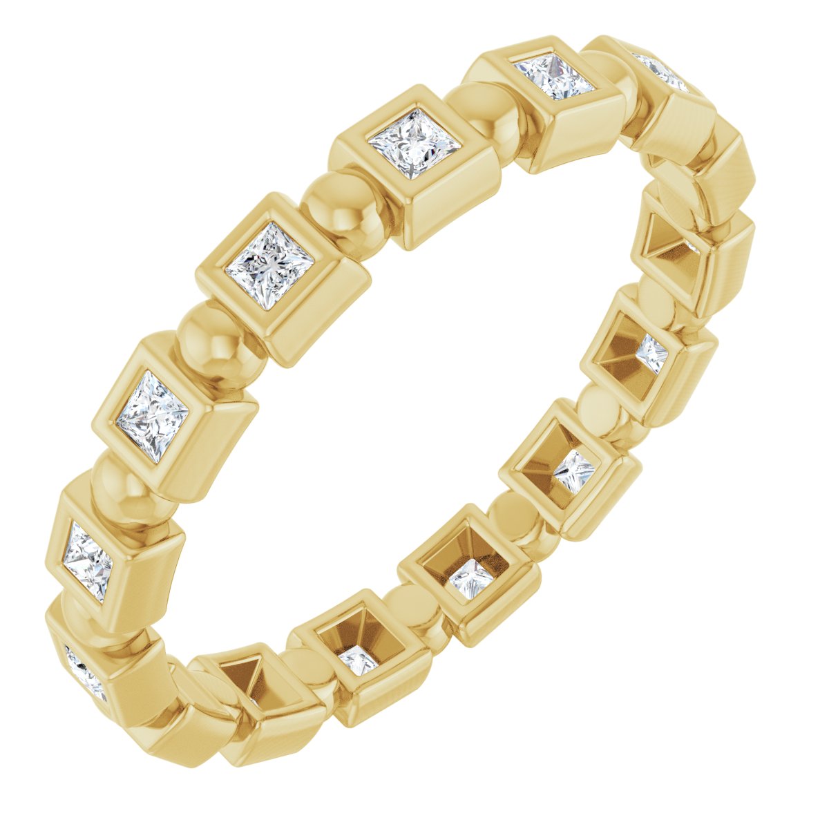 Beaded Square Eternity Band