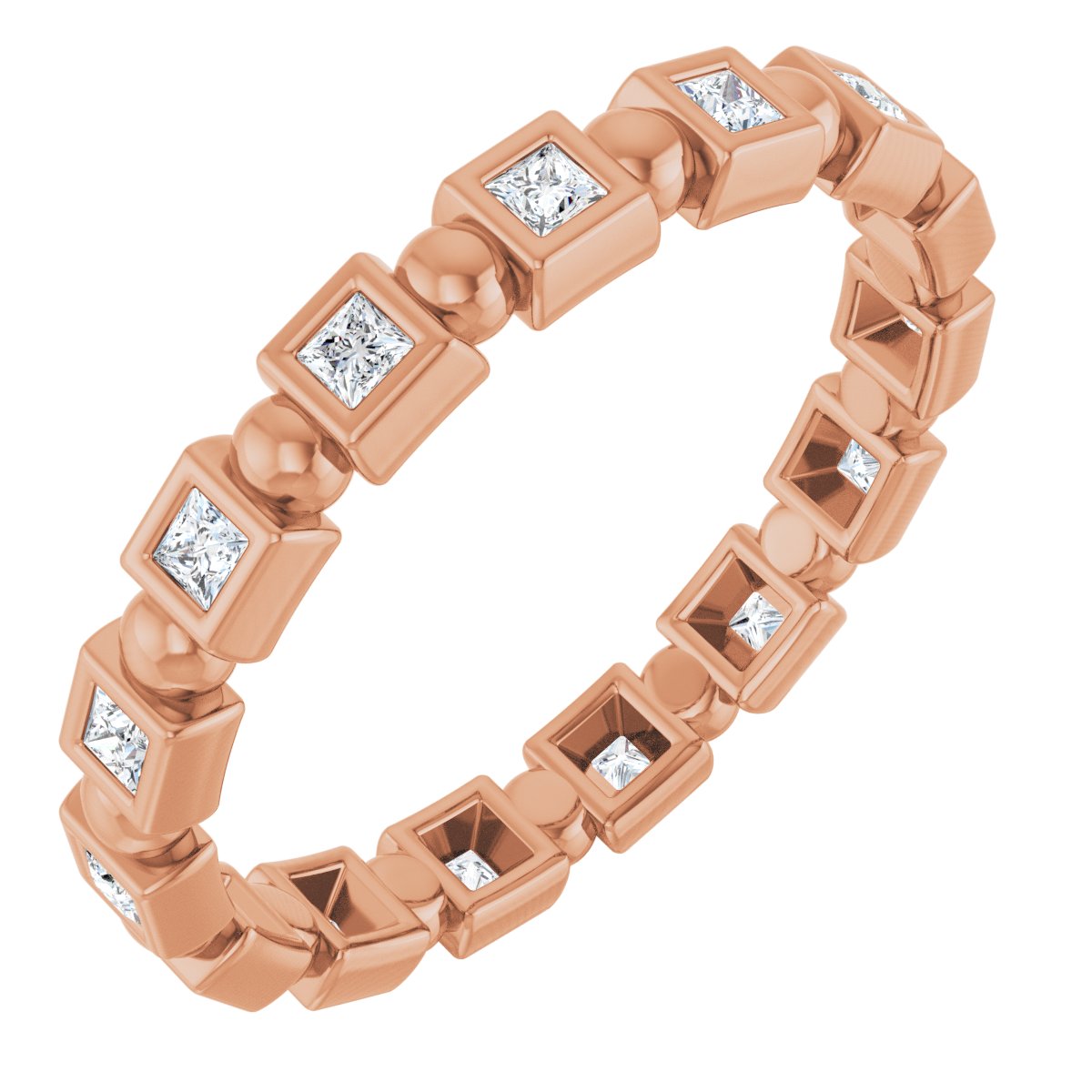 Beaded Square Eternity Band
