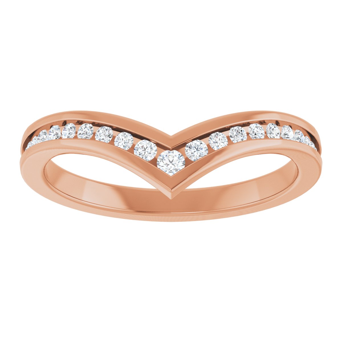 Channel-Set Diamond Chevron Wedding Band