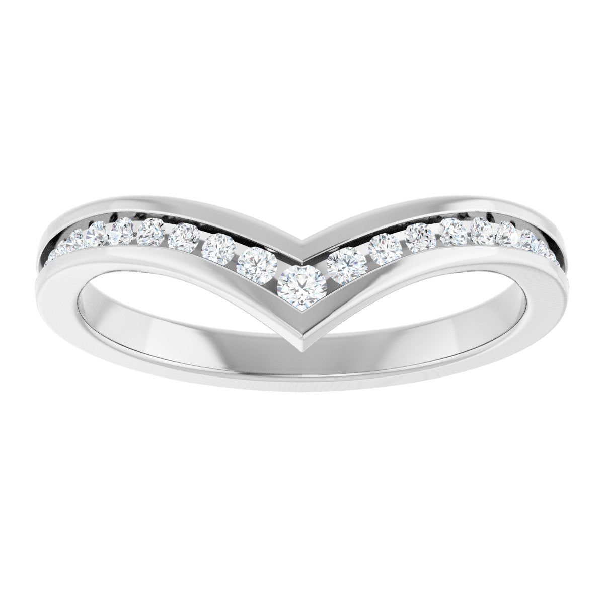 Channel-Set Diamond Chevron Wedding Band
