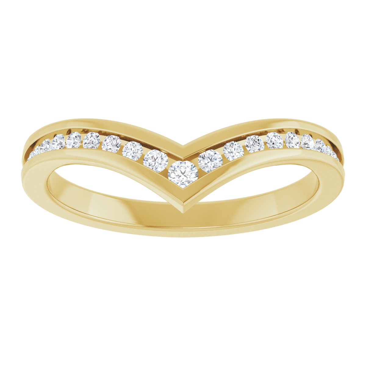 Channel-Set Diamond Chevron Wedding Band
