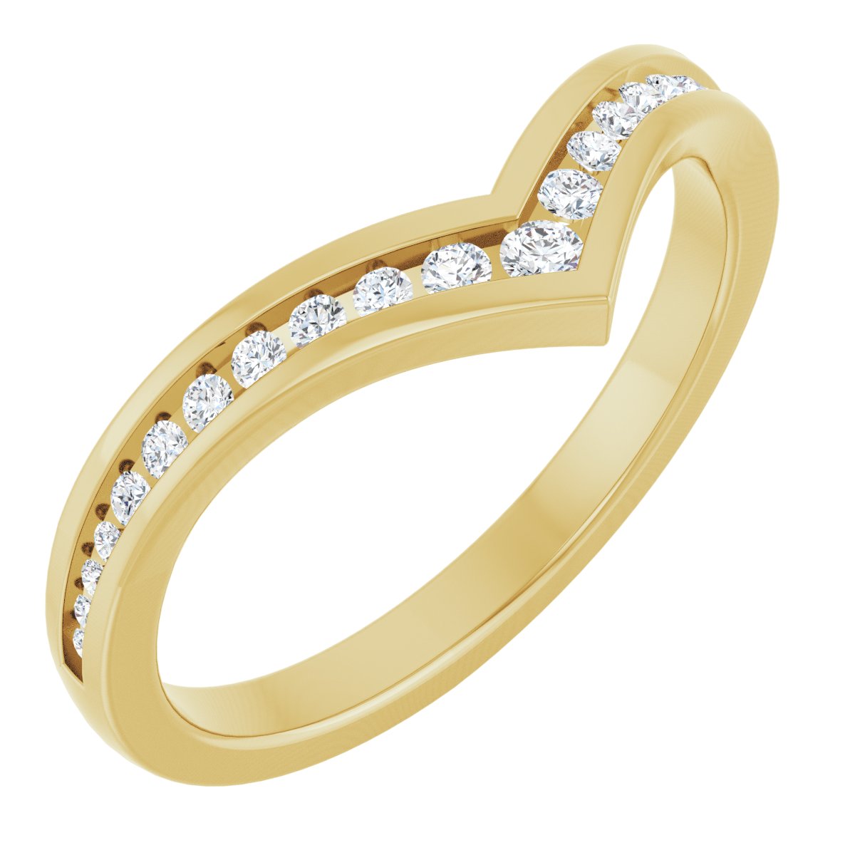 Channel-Set Diamond Chevron Wedding Band
