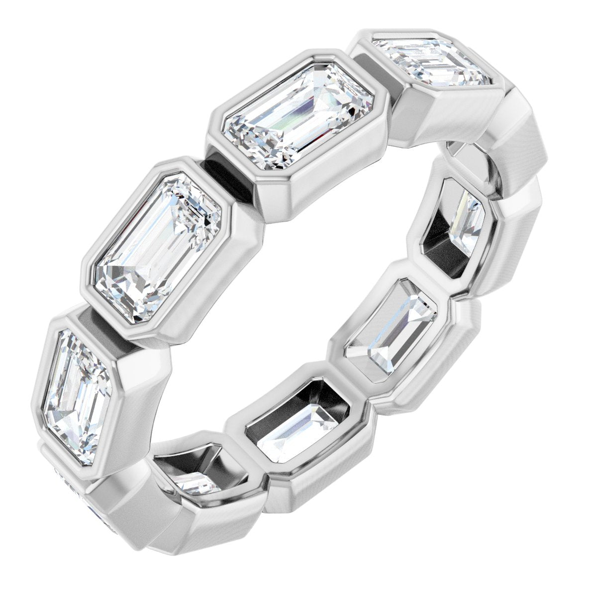 Emerald Cut Bezel Eternity Band