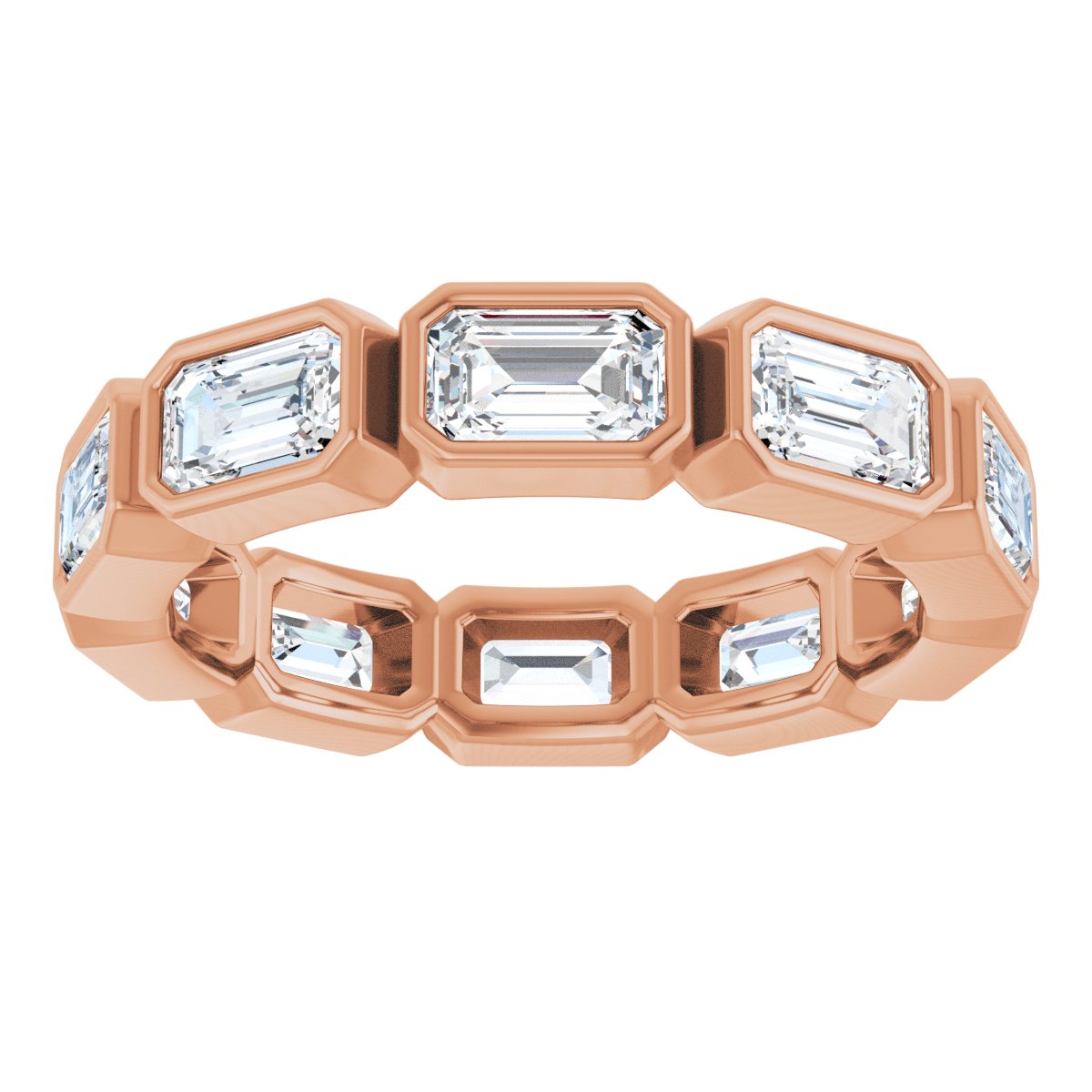Emerald Cut Bezel Eternity Band
