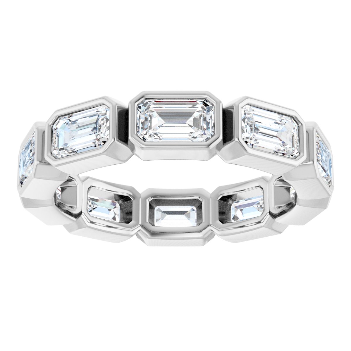 Emerald Cut Bezel Eternity Band