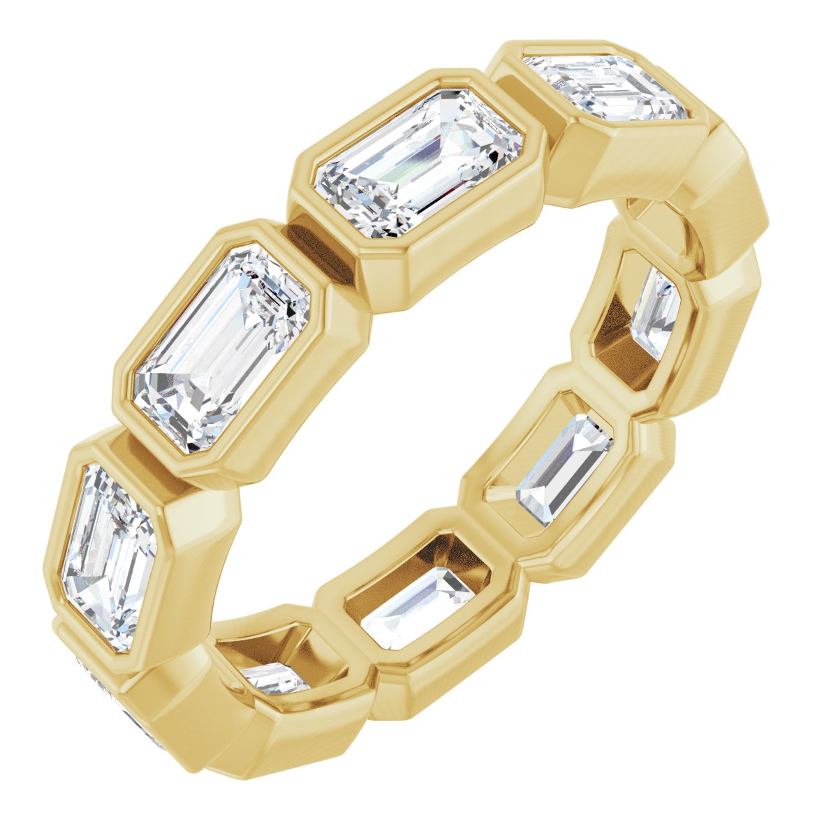 Emerald Cut Bezel Eternity Band