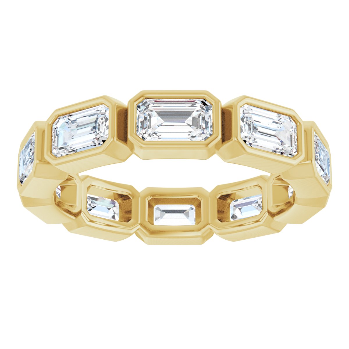 Emerald Cut Bezel Eternity Band
