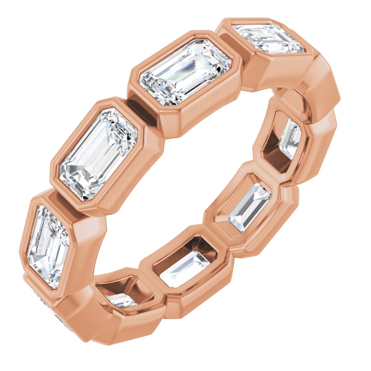 Emerald Cut Bezel Eternity Band
