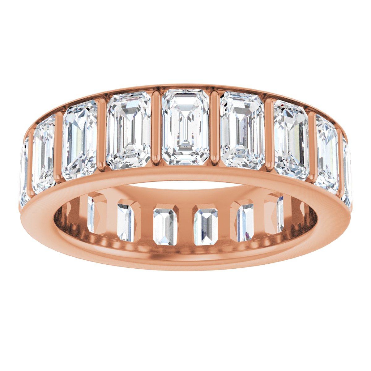Emerald Cut Channel Eternity Band