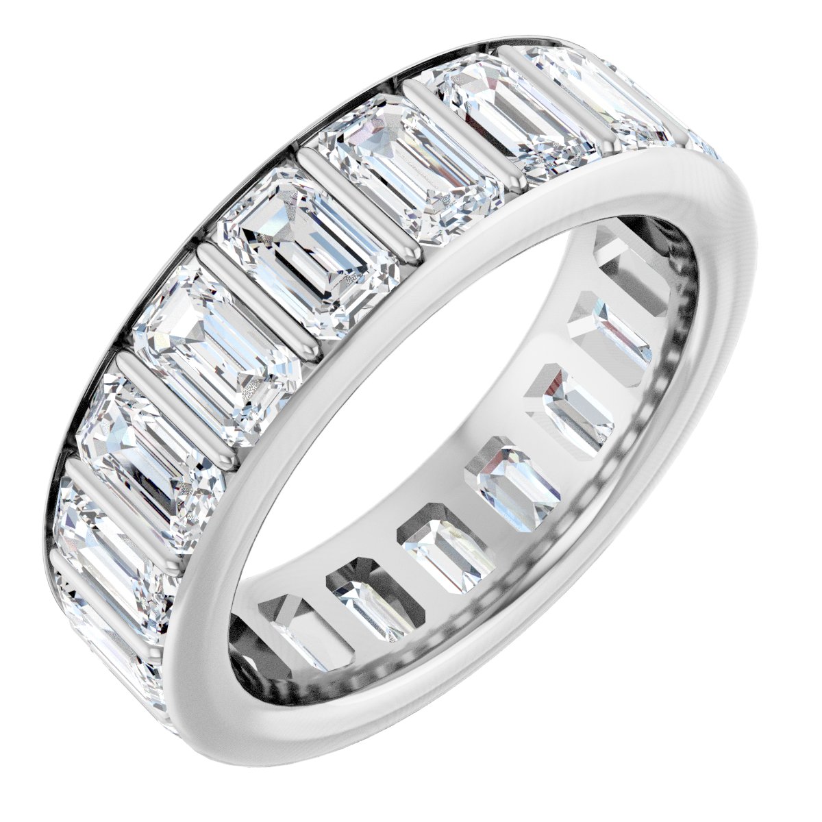 Emerald Cut Channel Eternity Band