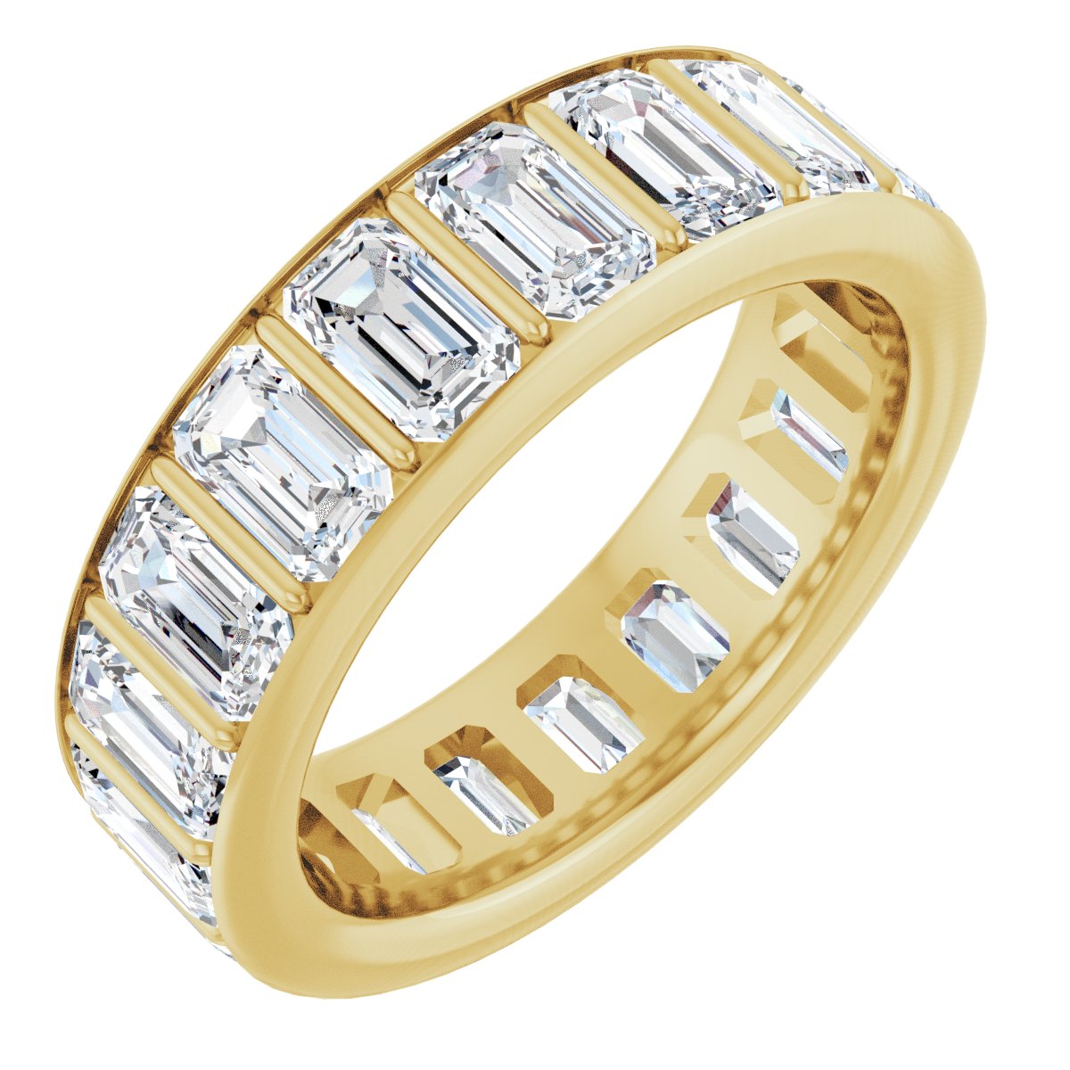 Emerald Cut Channel Eternity Band