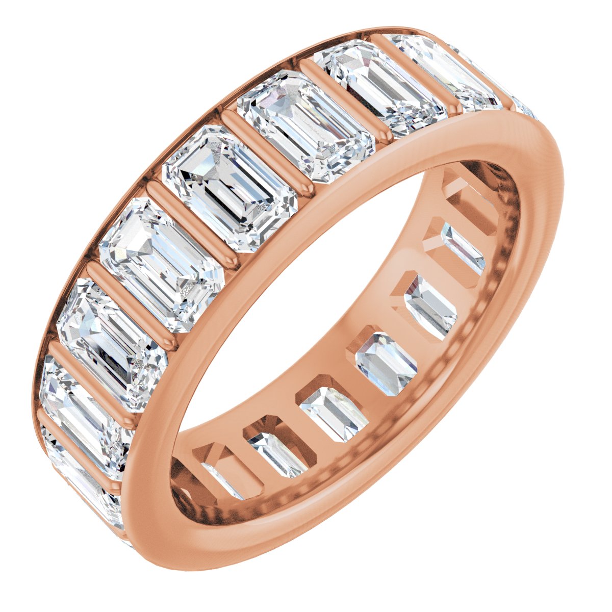 Emerald Cut Channel Eternity Band