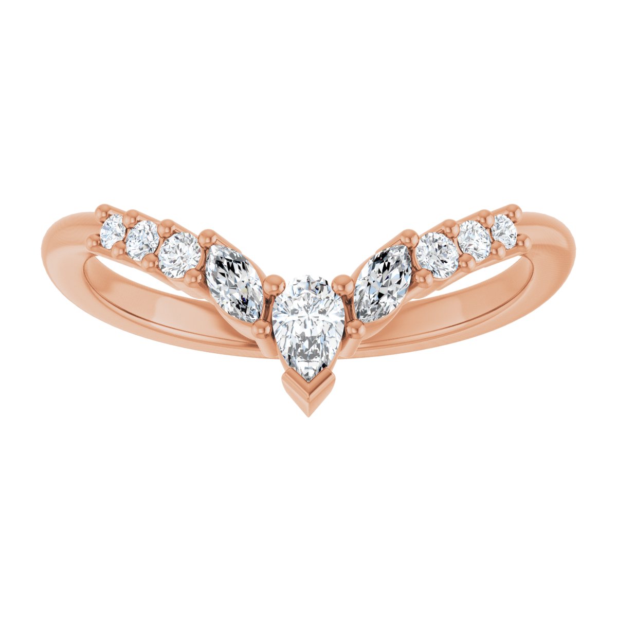 Graduated Diamond Curved Wedding Band