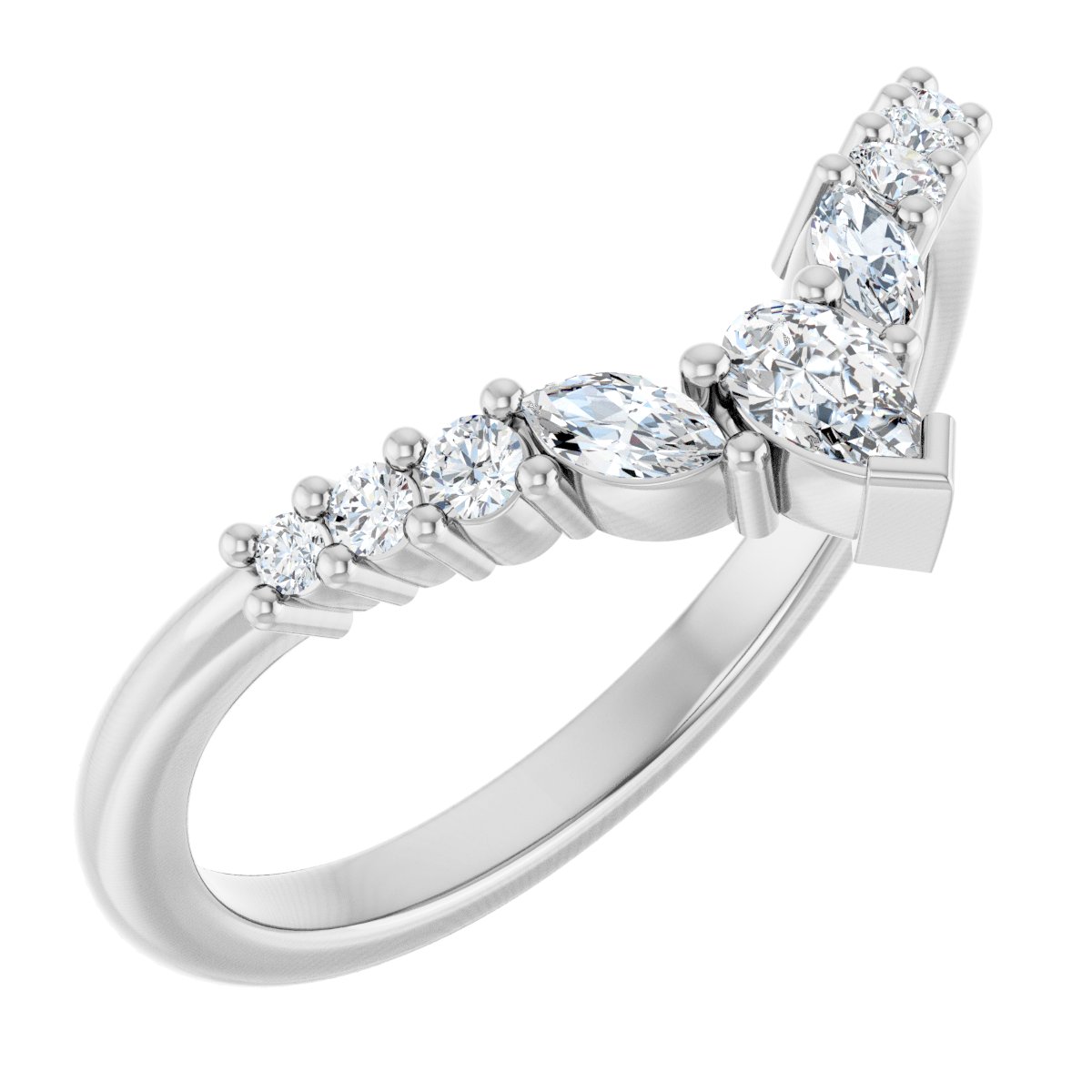 Graduated Diamond Curved Wedding Band