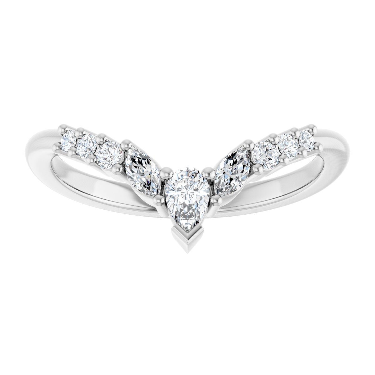 Graduated Diamond Curved Wedding Band