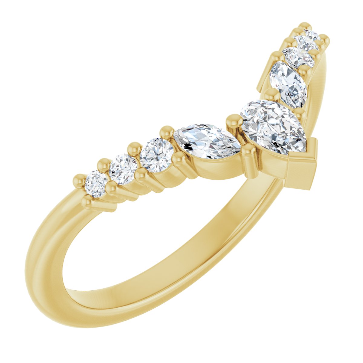 Graduated Diamond Curved Wedding Band in 14K Yellow Gold