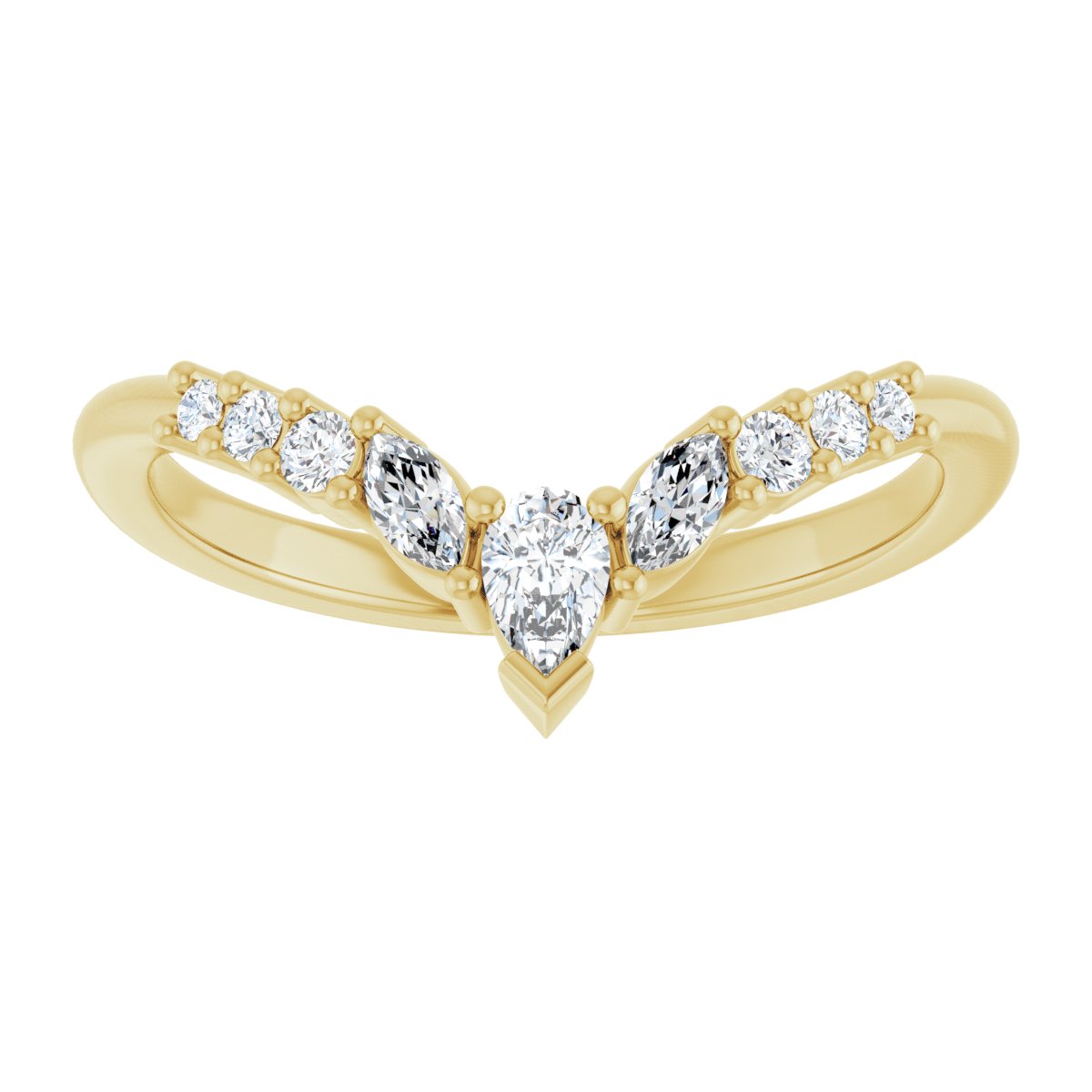 Graduated Diamond Curved Wedding Band