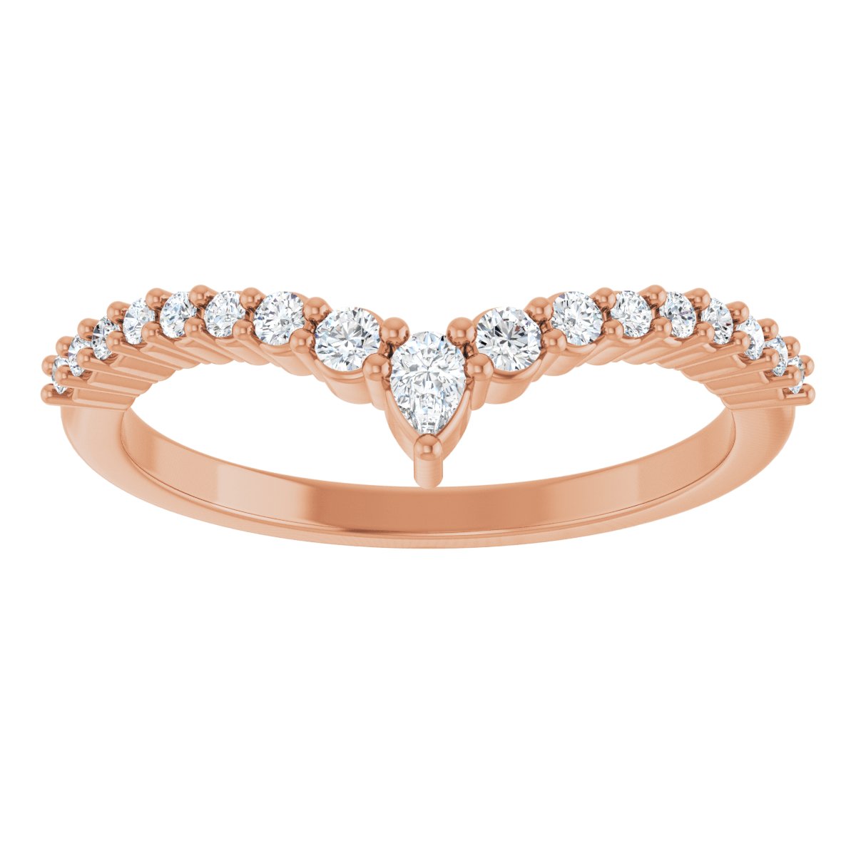 Graduated Diamond V Wedding Band