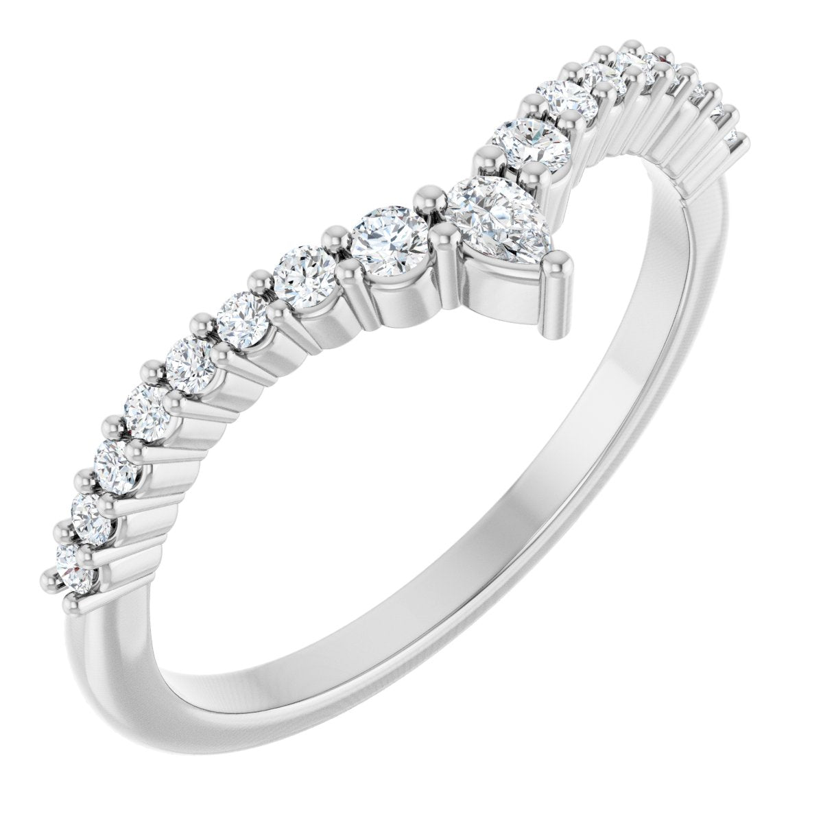 Graduated Diamond V Wedding Band