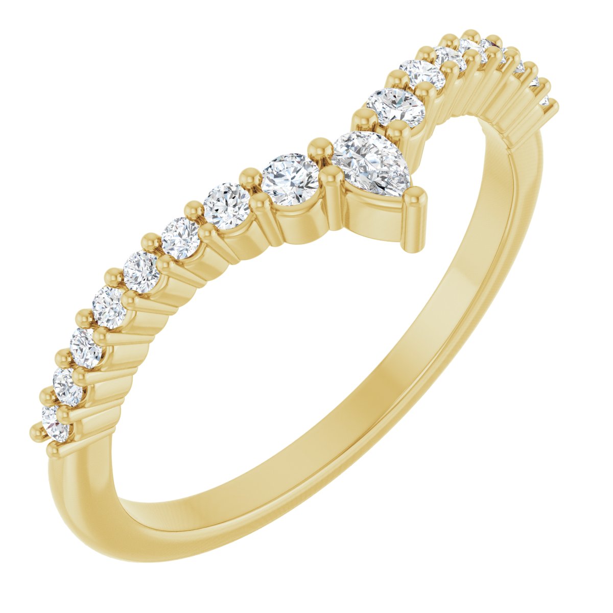 Graduated Diamond V Wedding Band in 14K Yellow Gold