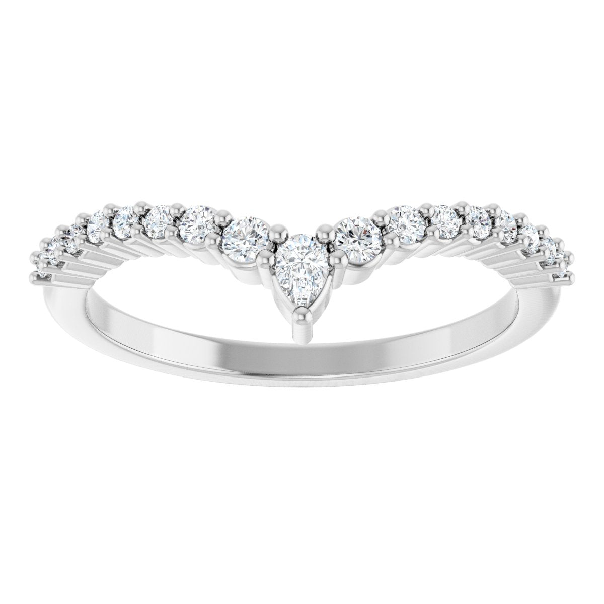 Graduated Diamond V Wedding Band