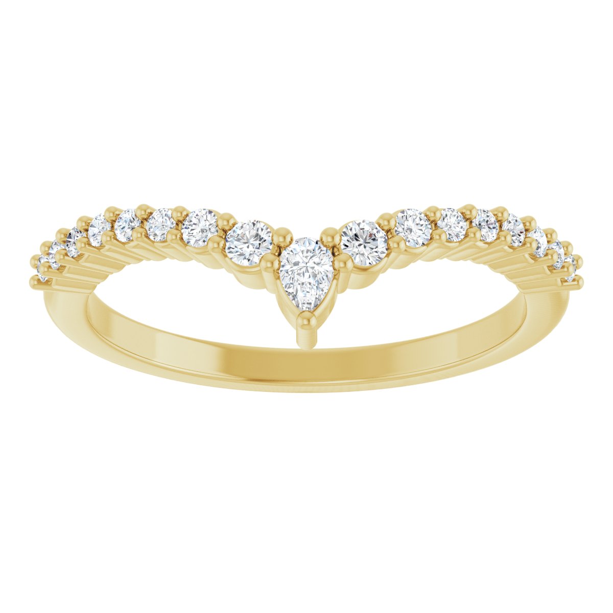 Graduated Diamond V Wedding Band