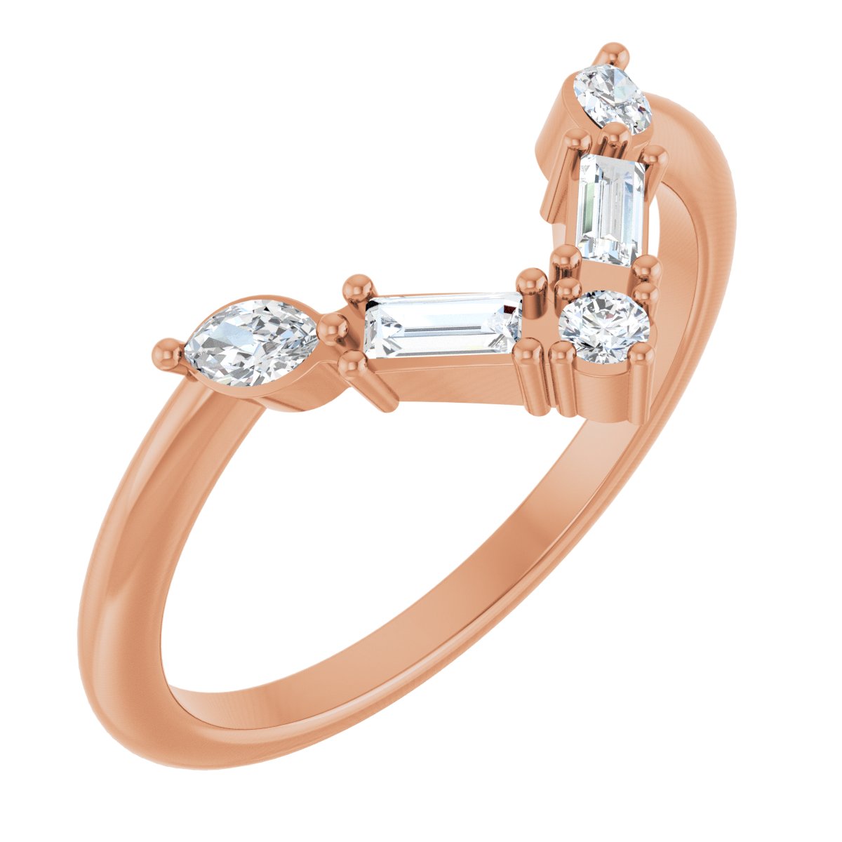 Confetti Promise Diamond Contour Ring in 18K Rose Gold