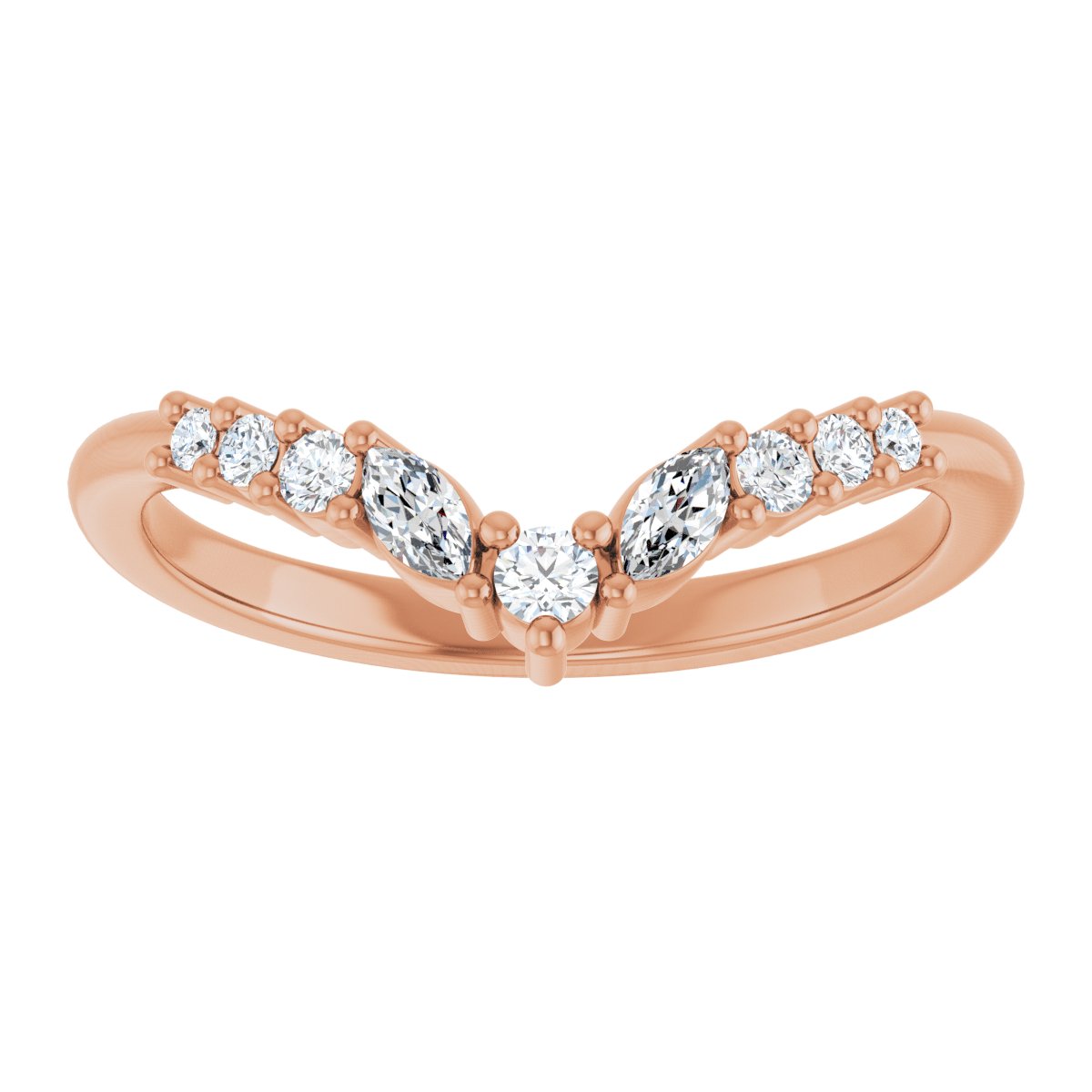 Mixed-Cut Diamond Chevron Wedding Band