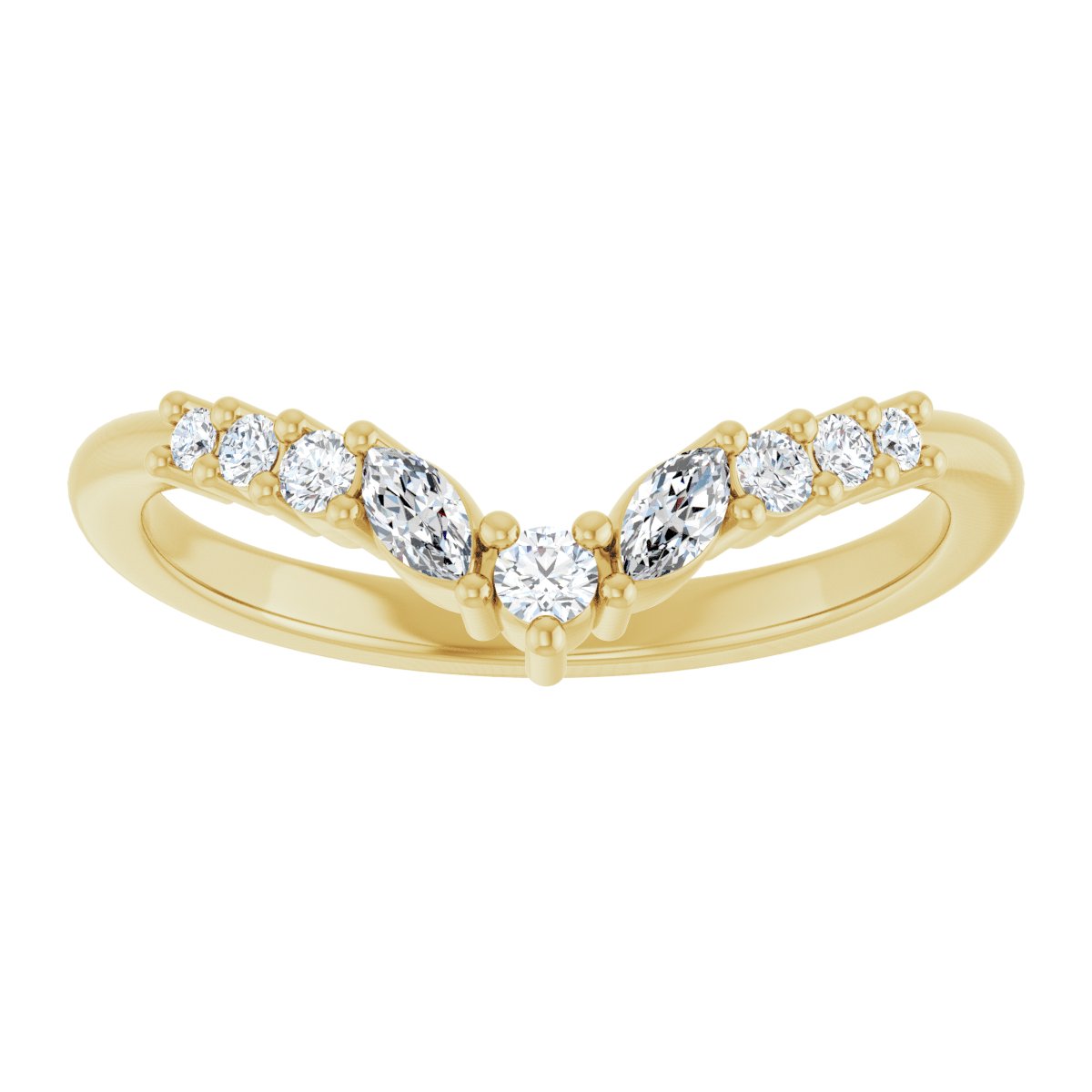 Mixed-Cut Diamond Chevron Wedding Band
