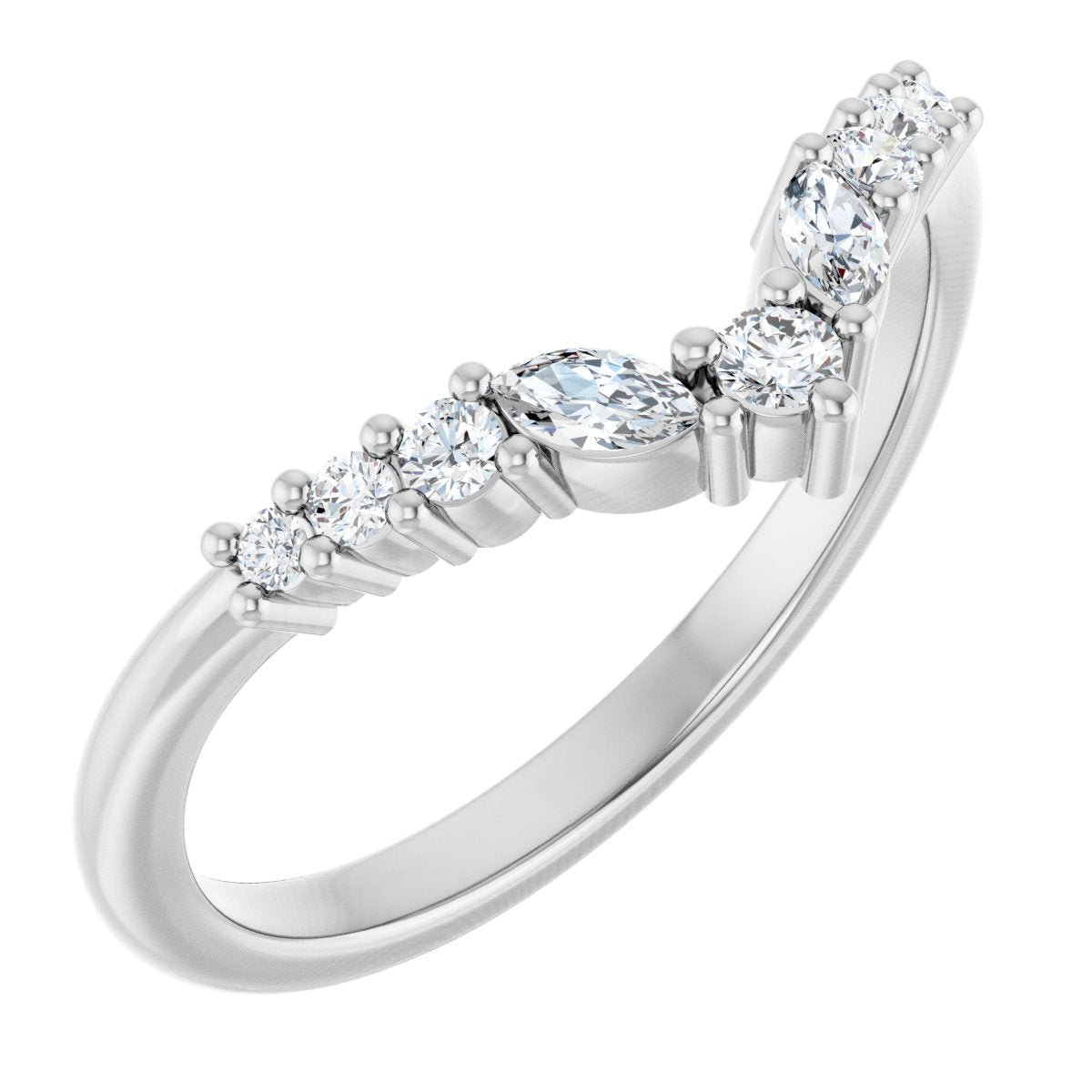Mixed-Cut Diamond Chevron Wedding Band