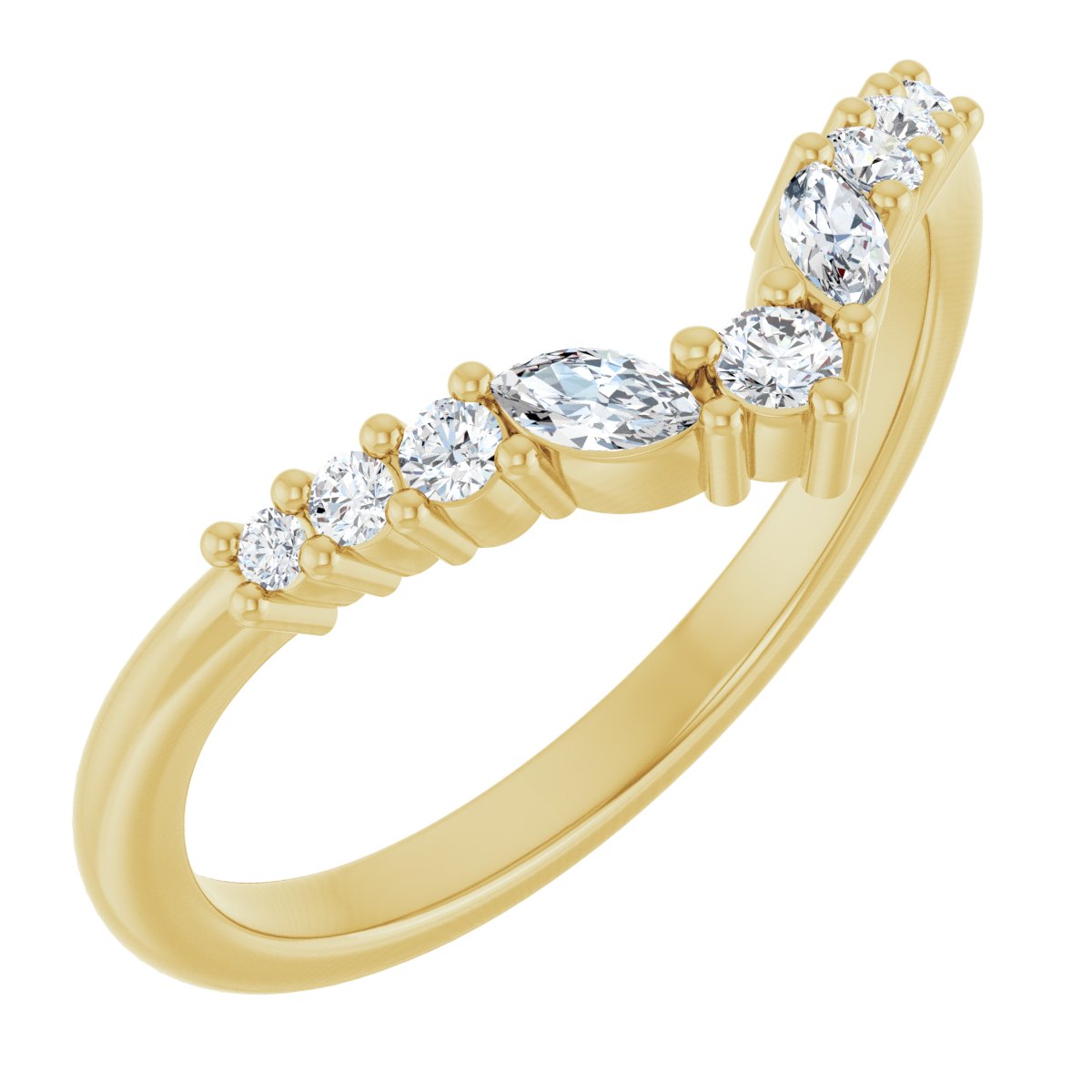 Mixed-Cut Diamond Chevron Wedding Band