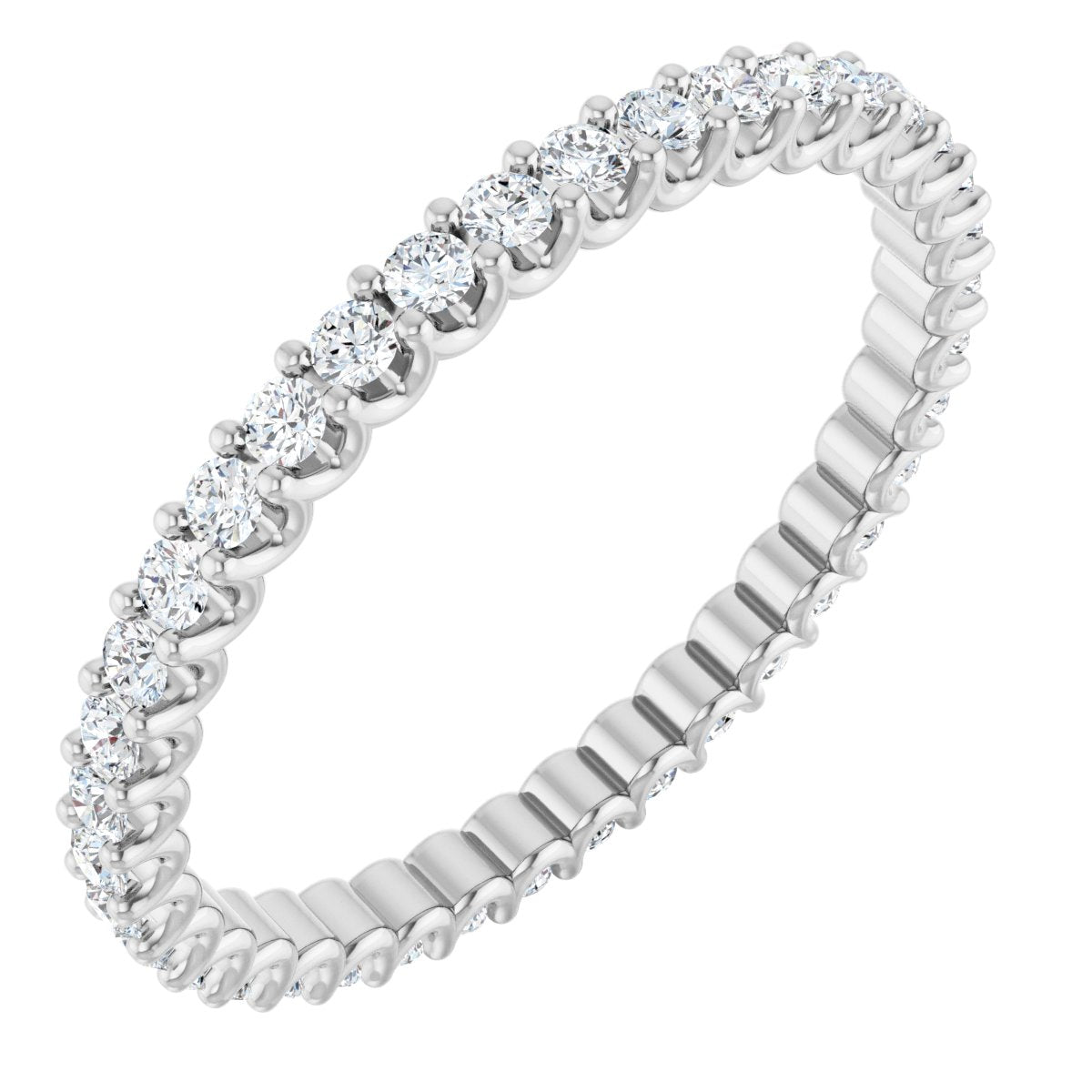 Round Shared Prong Eternity Band