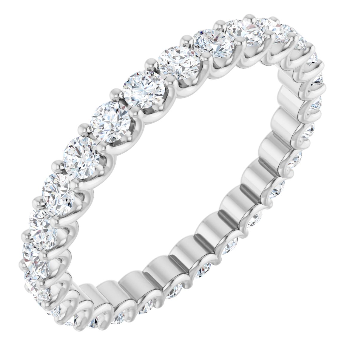 Round Shared Prong Eternity Band